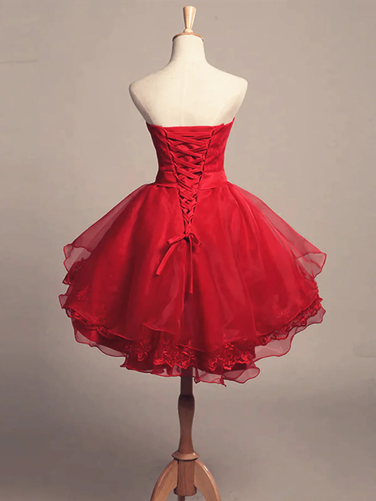 Strapless Short Red Prom Dresses, Short Red Formal Homecoming Dresses