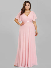 Plus Size Pink Bridesmaid Dresses for Wedding Party-Mei