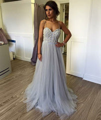 Custom made sweetheart tulle long prom dress, bridesmaid dress
