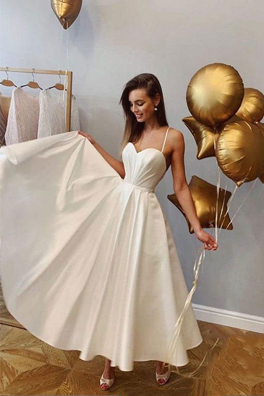 Simple sweetheart white short prom dress, white bridesmaid dress