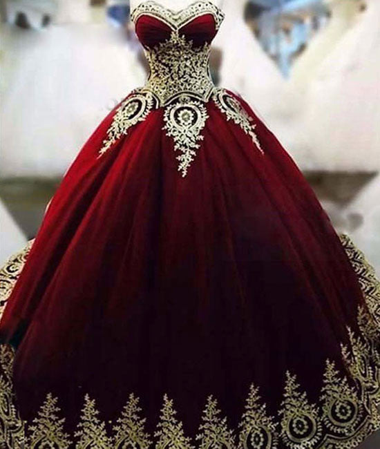 Unique burgundy lace long prom gown, bugrundy evening dress