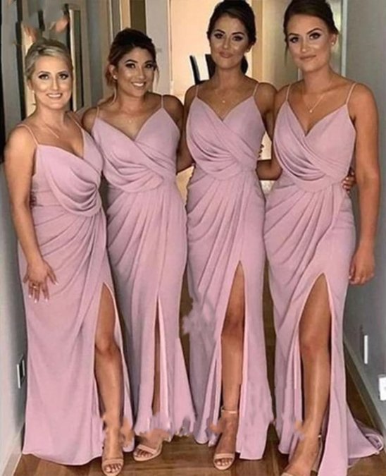 Sexy Chiffon Bridesmaid Dresses Pink