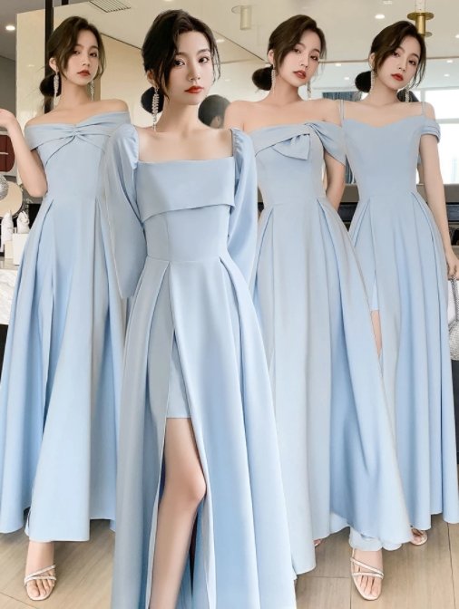 New Blue Fairy Sister Group Bridesmaid Dress