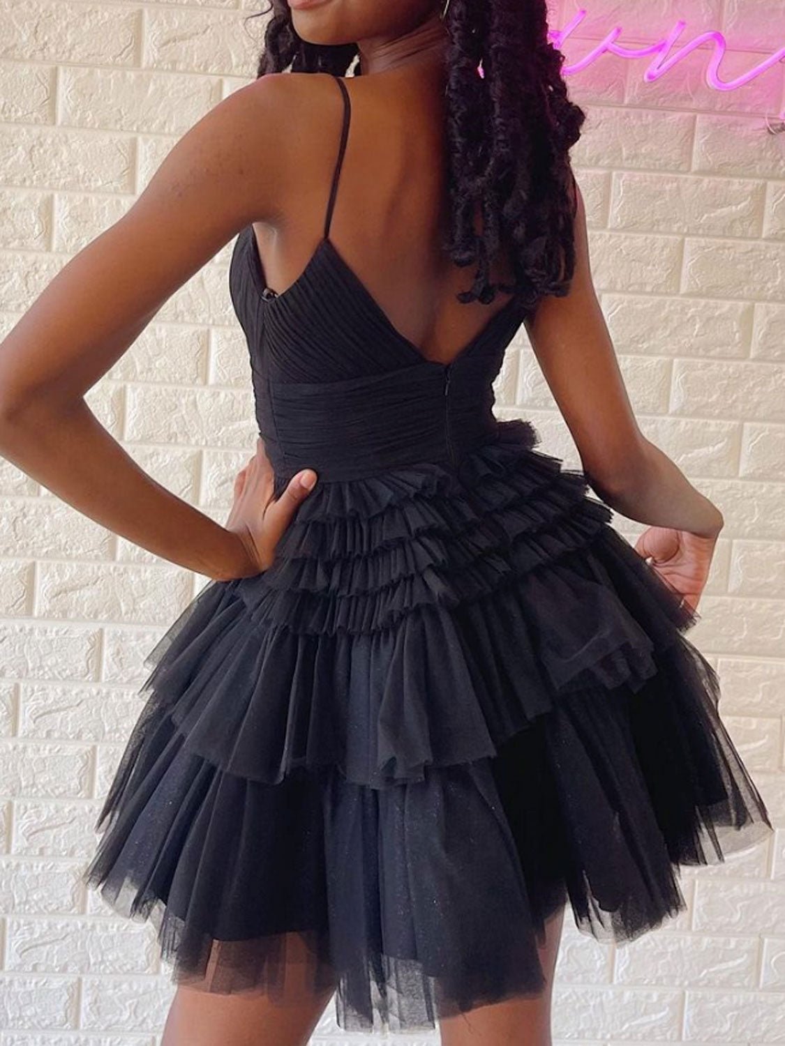 Cute Black Short Prom Dress, Black Homecoming Dresses