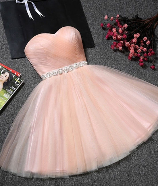Cute pink short prom dress, pink homecoming dress