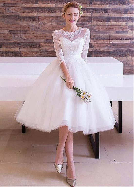 Tea-length A-line Wedding Dresses