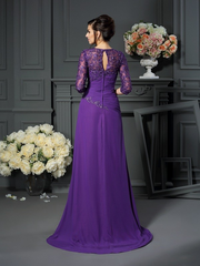 A-Line/Princess Sweetheart Applique 1/2 Sleeves Long Chiffon Mother of the Bride Dresses