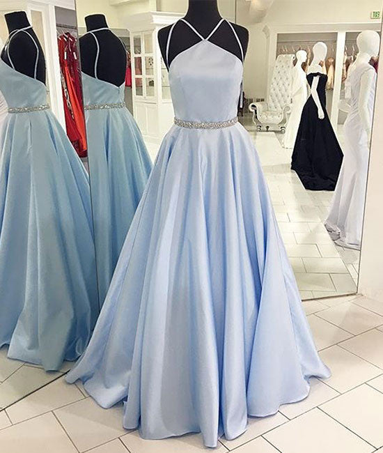 Cute Blue long prom dress, blue long formal dress