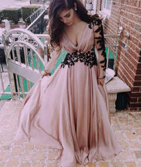 Unique Sweetheart Chiffon long lace prom dress, evening dress