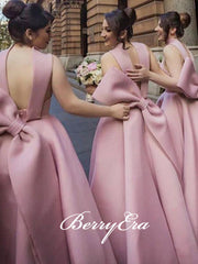 Lovely Satin A-line Long Bridesmaid Dresses, Wedding Guest Dresses