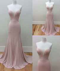 Pink sweetheart neck mermaid long prom dress, pink evening dress