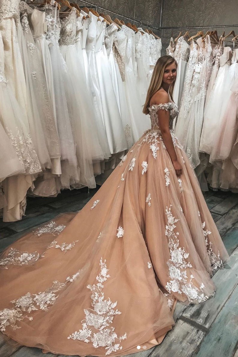Champagne sweetheart tulle lace long prom dress champagne evening dress