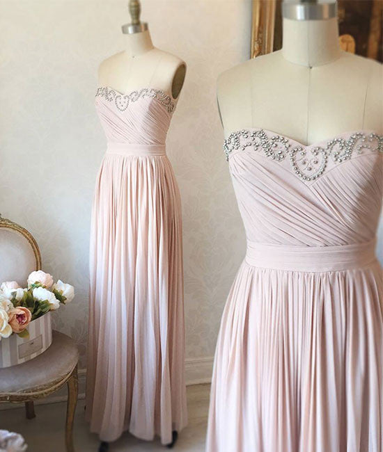 light pink sweetheart long prom dress, evening dress
