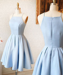 Cute light blue short prom dress, cute blue homecoming dress