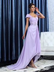 A-Line/Princess Straps Beading Sleeveless High Low Chiffon Mother of the Bride Dresses