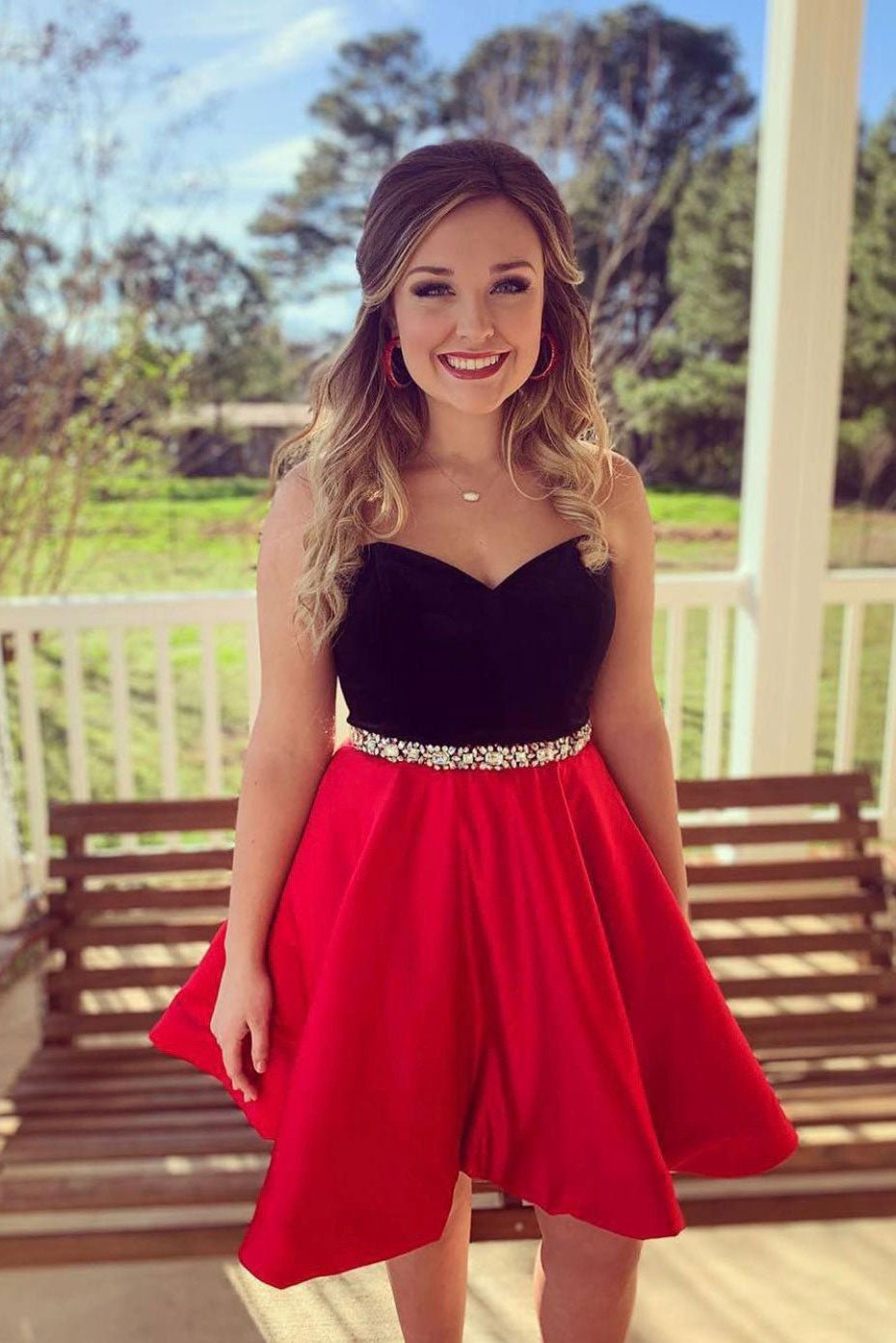 Cute sweetheart red short prom dress, red homecoming dress