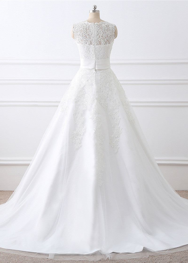 2 In 1 Wedding Dresses With Lace Appliques