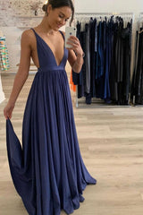 Blue long prom dress blue long evening dress