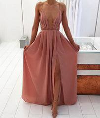Simple A-line Backless Long Prom Dress, Evening Dress