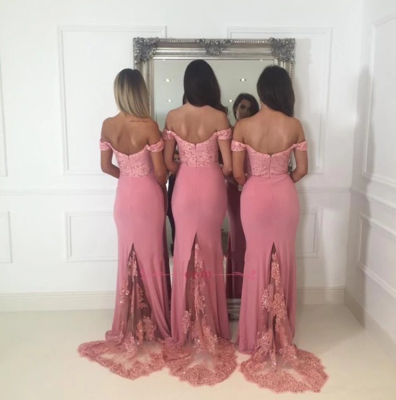 Backless Bridesmaid Dresses For Women Mermaid Off The Shoulder Lace Beaded Long Cheap Under 50 Wedding Party Dresses