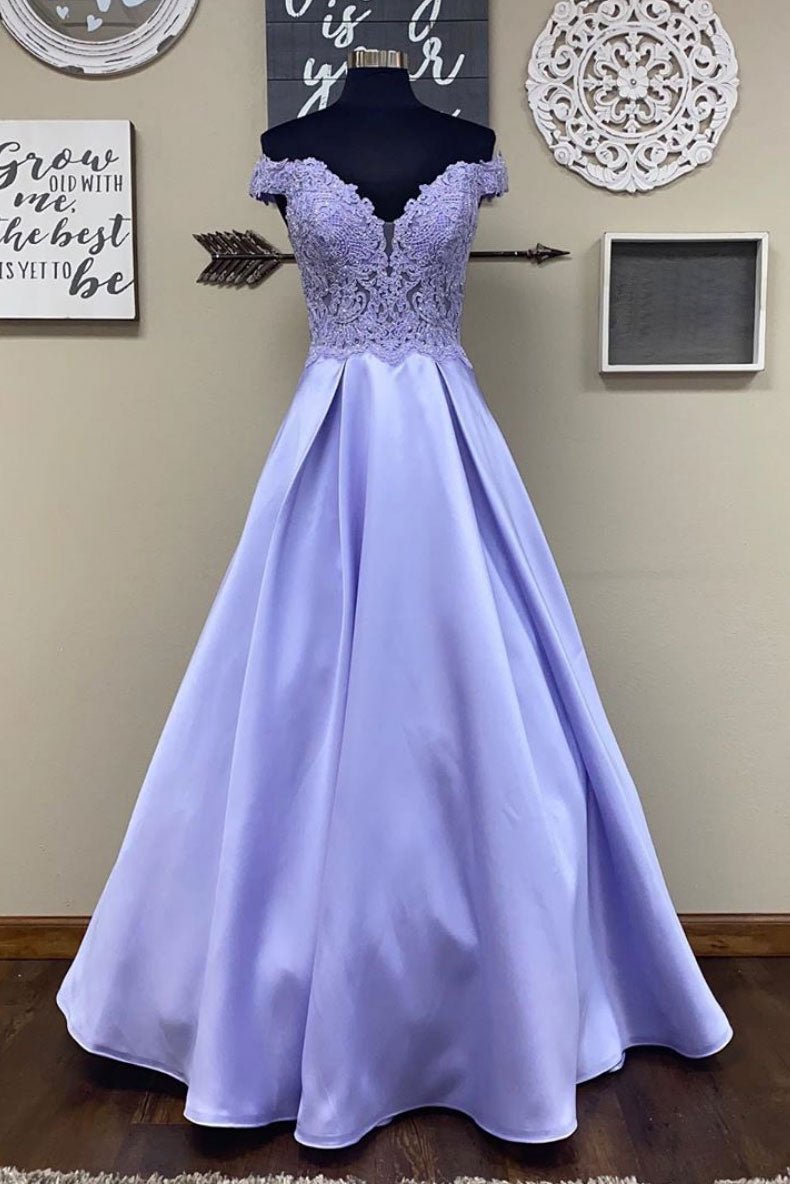 Blue purple lace satin long prom dress blue purple formal dress
