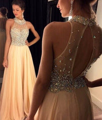 A-line beaded sequin Long Prom Dresses, Evening Dresses