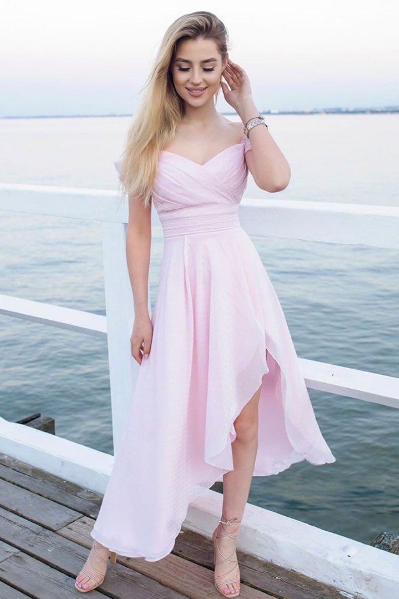 Simple sweetheart chiffon pink prom dress pink formal dress