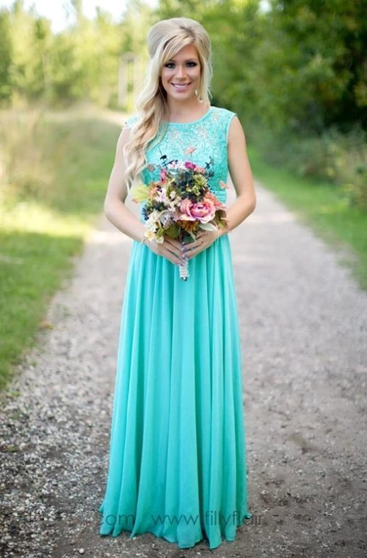 Mint Green Bridesmaid Dresses For Women A-line Chiffon Lace Beaded Long Cheap Under 50 Wedding Party Dresses
