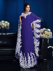A-Line/Princess Scoop Applique Long Sleeves Long Chiffon Mother of the Bride Dresses