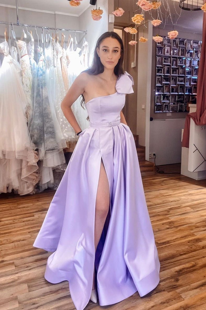 Simple purple satin long prom dress purple long evening dress