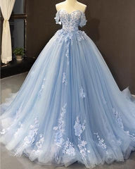 Tulle Ball Gown Dresses Off Shoulder Lace Embroidery