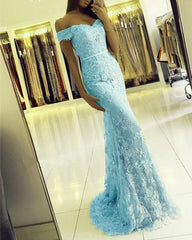 Elegant Lace Mermaid Prom Dresses Off Shoulder
