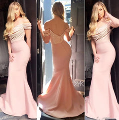 Blush Pink Bridesmaid Dresses For Women Mermaid Off The Shoulder Sequins Long Cheap Under 50 Wedding Party Dresses