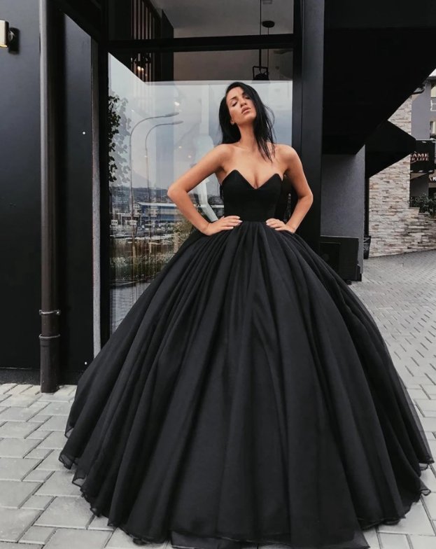 Black Robe De Soiree Ball Gown Chiffon Floor Length Puffy Long Prom Dresses Prom Gown Evening Dresses