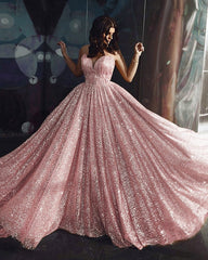 Glitter Prom Long Dresses Sweetheart Corset