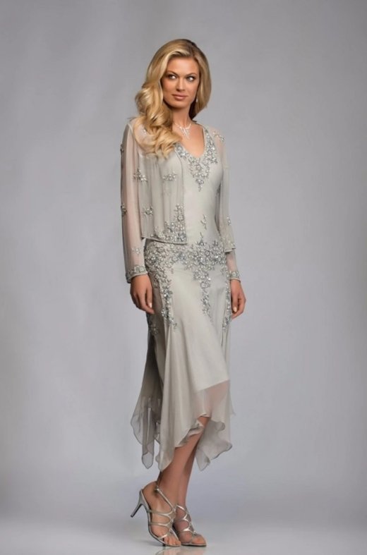 Plus Size Mother Of The Bride Dresses A-line Chiffon Lace With Jacket Short Wedding Party Dress