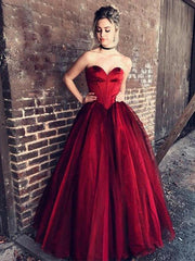 Ball Gown Sweetheart Sleeveless Floor-Length With Ruffles Tulle Dresses