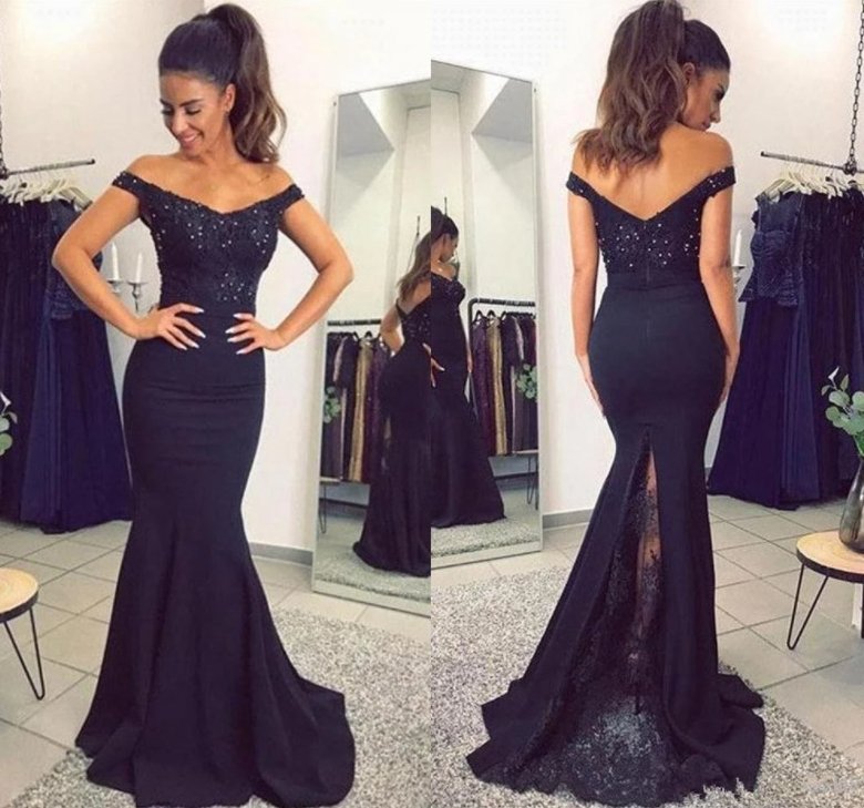 Backless Robe De Soiree Mermaid Off The Shoulder Lace Beaded Sexy Long Women Party Prom Dresses Prom Gown Evening Dresses
