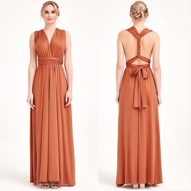 Burnt Orange Infinity Gown Wrap Bridesmaid Dress