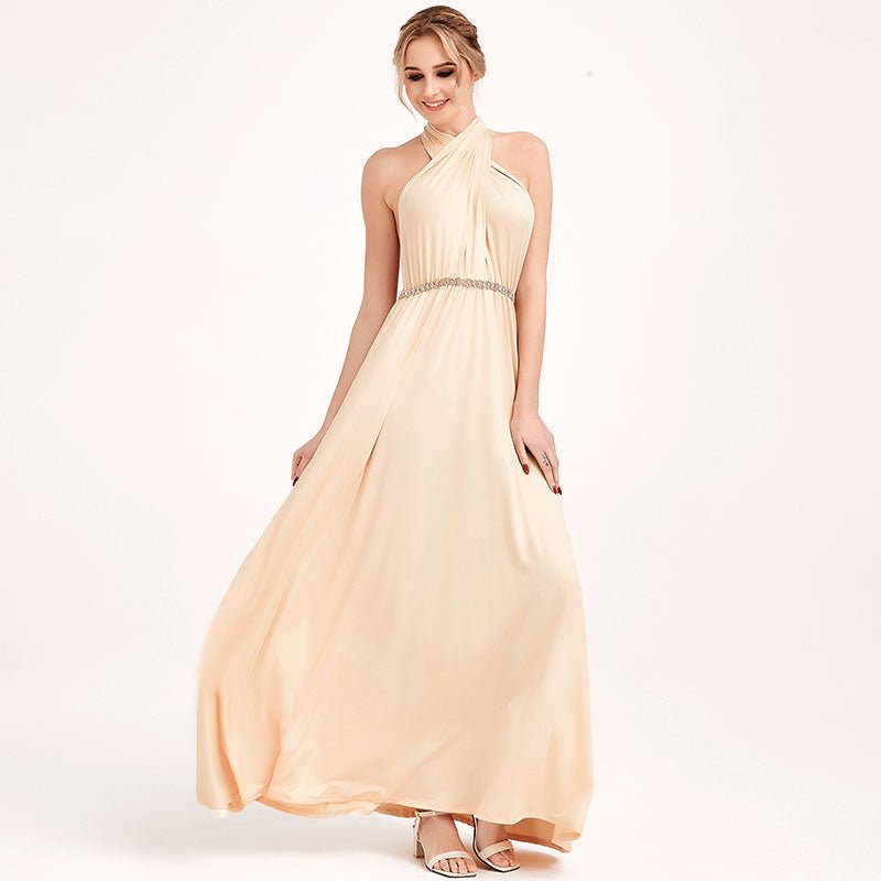 Champagne Infinity Wrap Bridesmaid Dresses Versatile Convertible Maxi Dress