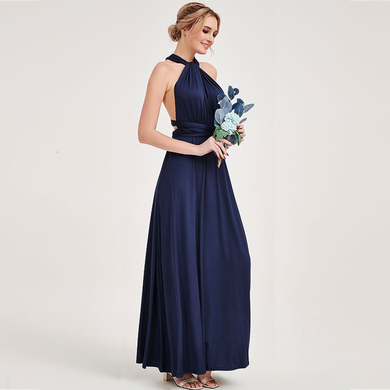 Navy Blue Infinity Wrap Bridesmaid Dresses Endless Way Convertible Maxi Dress