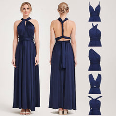 Navy Blue Infinity Wrap Bridesmaid Dresses Endless Way Convertible Maxi Dress