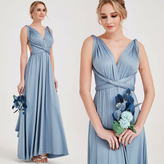 Slate Blue Infinity Gown Wrap Bridesmaid Dress