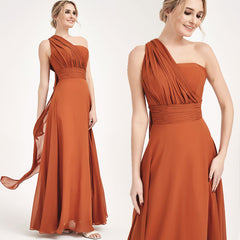 Burnt Orange CONVERTIBLE Chiffon Bridesmaid Dress-CHRIS