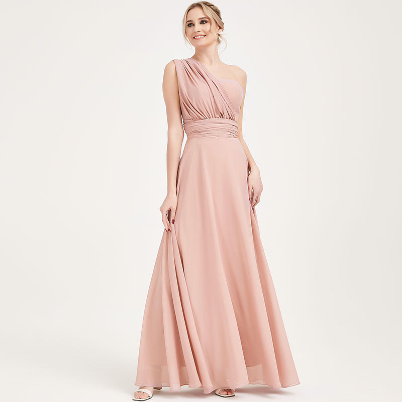 Dusty Pink CONVERTIBLE Chiffon Bridesmaid Dress-CHRIS