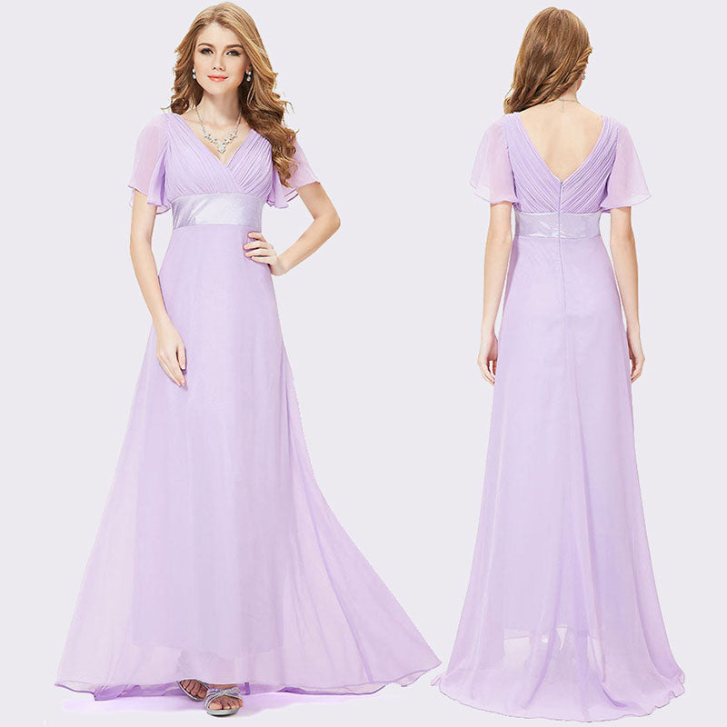 Custom-Made Lilac Ruffle Pleated Bridesmaid Dresses-Mei