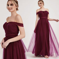 Burgundy MULTI WAY Sweetheart Tulle Bridesmaid Dress-ALICE
