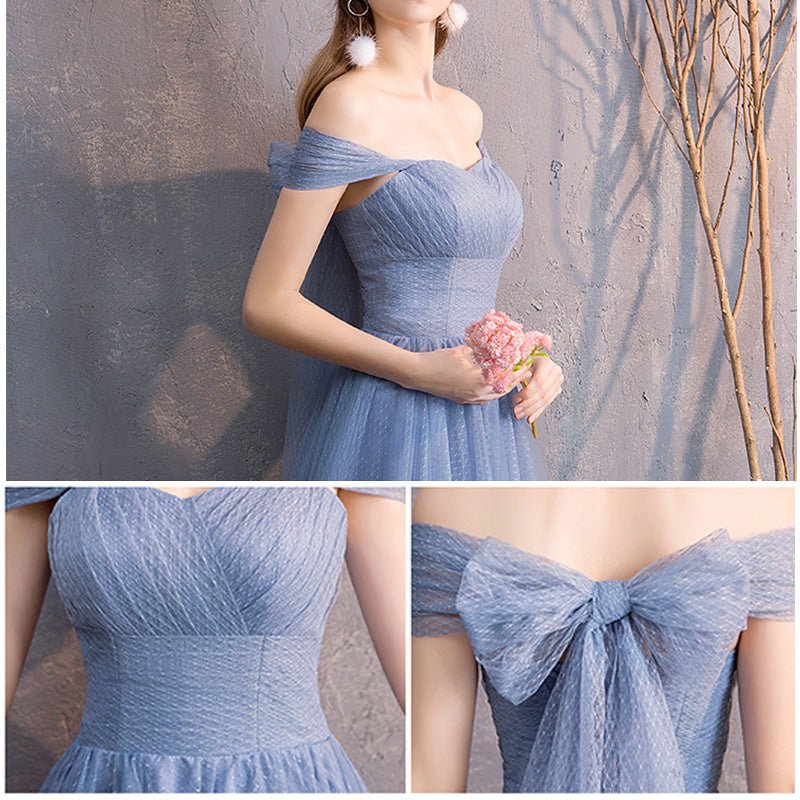 Illusion Sweetheart Off Shoulder Multi Ways Dusty Blue Bridesmaid Dresses