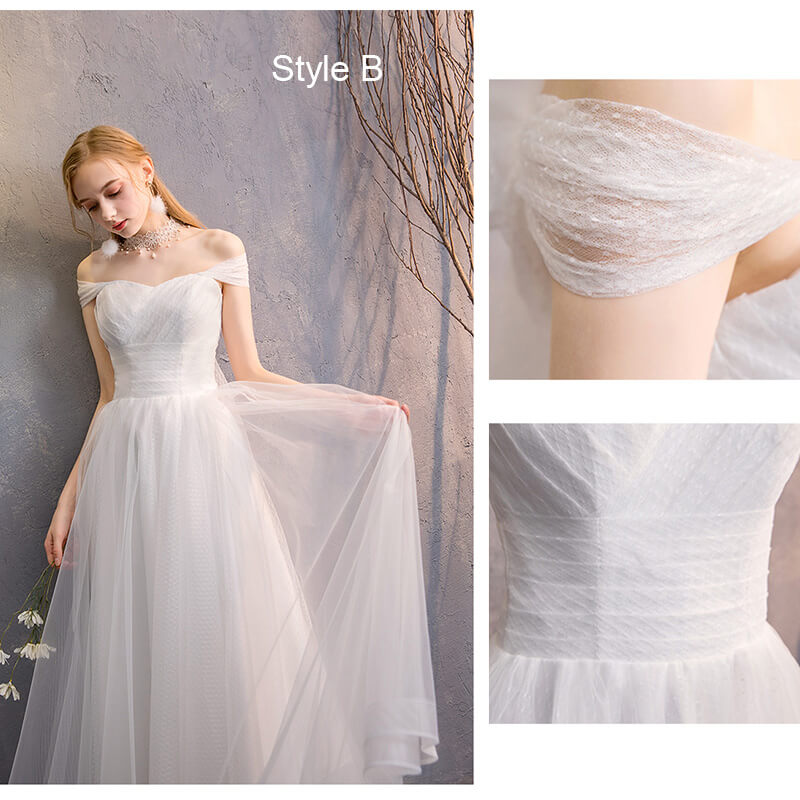 White Convertible Soft Tulle Bow Tie Bridal Dress Bridesmaid Dresses