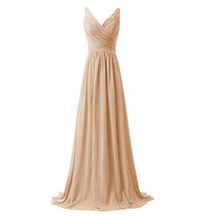 [Special Colors] V-neckline Sleeveless Chiffon Bridesmaid Dress-Flori